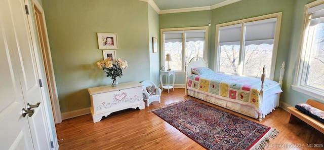 23280 E Horseshoe Bend Rd, Park Hill, OK 74451 - bedroom with crown molding and wood finished floors