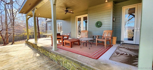 23280 E Horseshoe Bend Rd, Park Hill, OK 74451 - wooden deck featuring ceiling fan