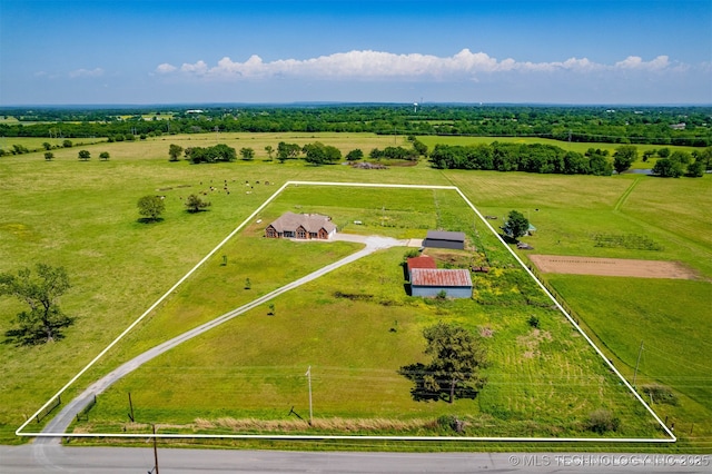 aerial view featuring a rural view