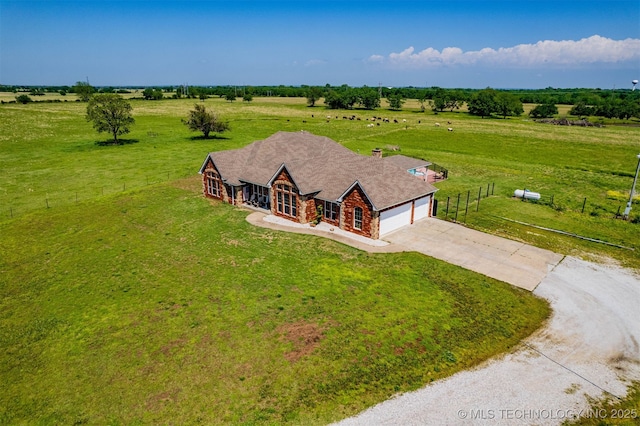 drone / aerial view with a rural view