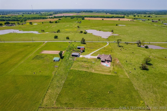 drone / aerial view with a rural view