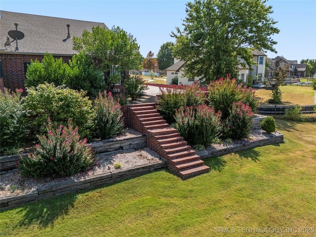 8315 N 99th E Ave, Owasso, OK 74055 - view of grassy yard featuring stairs and a residential view