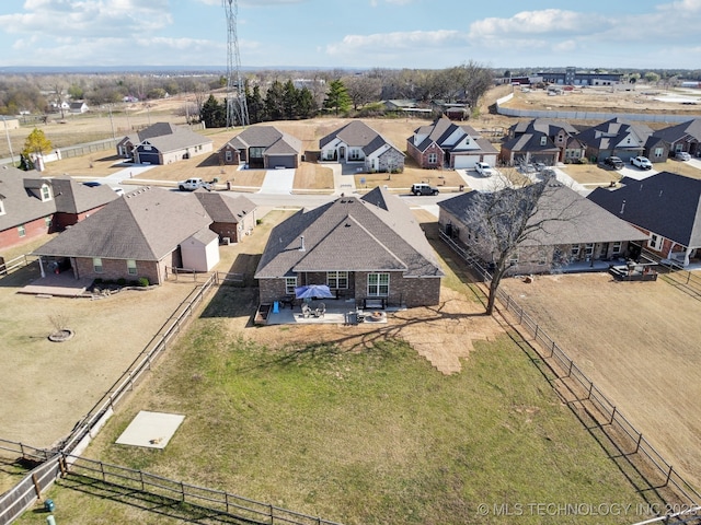 aerial view with a residential view