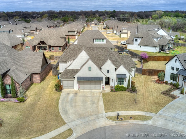 aerial view featuring a residential view