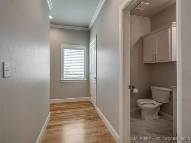5519 E 123rd St S, Bixby, OK 74008 - bathroom featuring ornamental molding, toilet, and baseboards