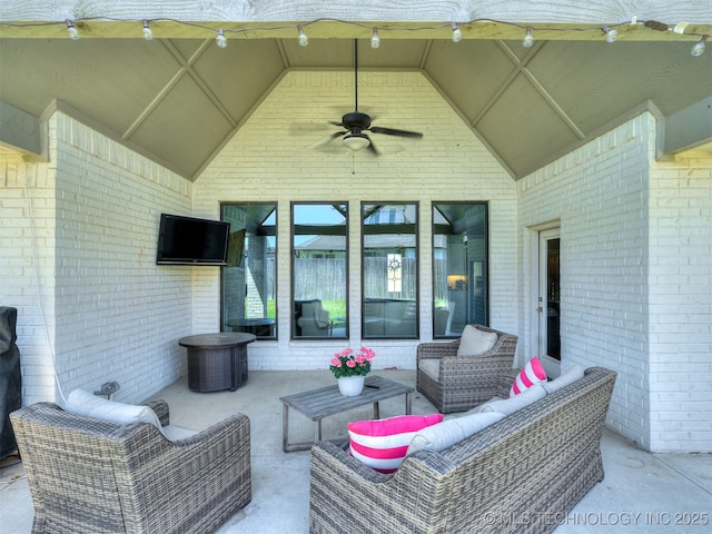 5519 E 123rd St S, Bixby, OK 74008 - view of patio featuring ceiling fan and an outdoor living space
