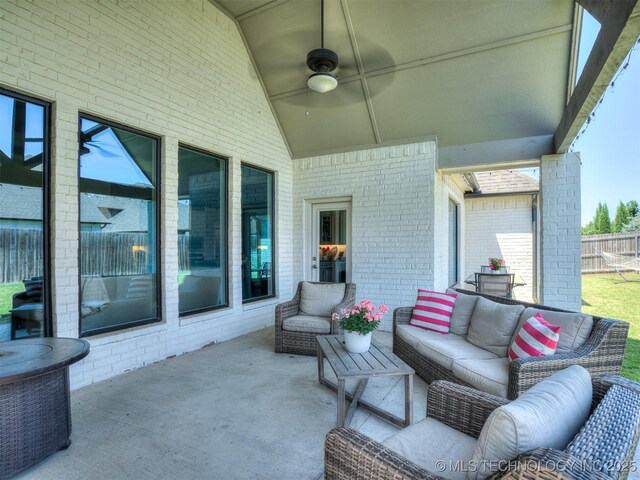5519 E 123rd St S, Bixby, OK 74008 - view of patio / terrace with a ceiling fan and an outdoor hangout area
