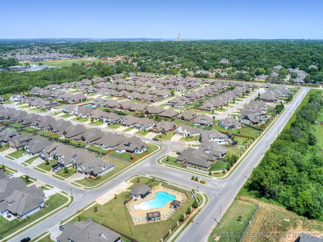 5519 E 123rd St S, Bixby, OK 74008 - aerial view of property and surrounding area with a pool area