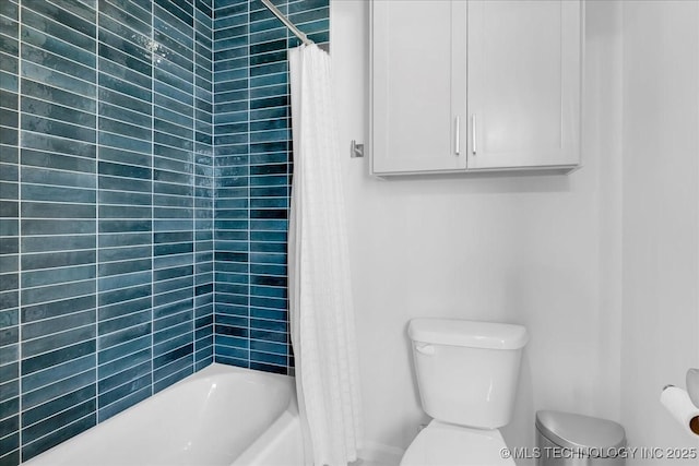 12202 S 102 E Ave, Bixby, OK 74008 - bathroom featuring shower / tub combo with curtain and toilet