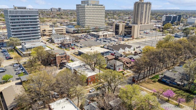 aerial view with a city view
