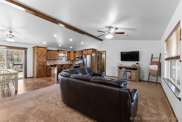 7202 E 148, Allen, OK 74825 - carpeted living area featuring ceiling fan, recessed lighting, and plenty of natural light