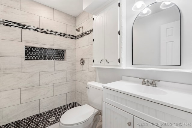 212 W 17th St, Owasso, OK 74055 - full bathroom with toilet, a tile shower, and vanity