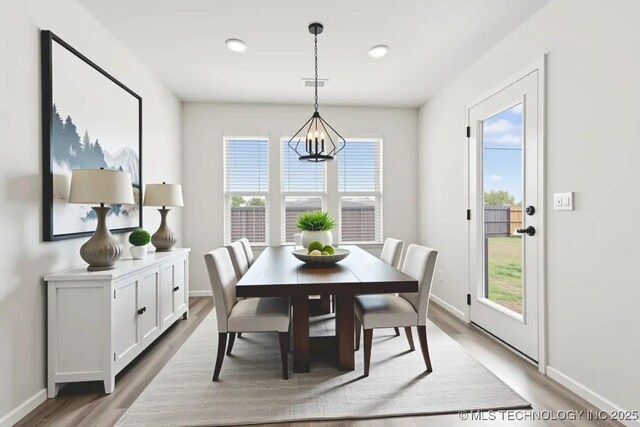 13119 S 72nd E Pl, Bixby, OK 74008 - dining room with a chandelier, light wood-style flooring, and recessed lighting