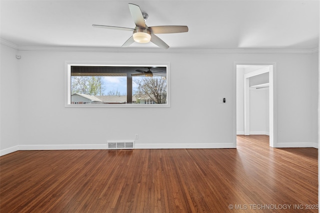 5729 E 24th Pl S, Tulsa, OK 74114 - empty room with wood finished floors, crown molding, baseboards, and visible vents
