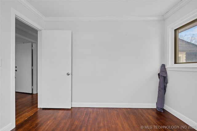 5729 E 24th Pl S, Tulsa, OK 74114 - spare room featuring ornamental molding, baseboards, and wood finished floors