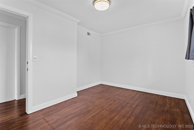 5729 E 24th Pl S, Tulsa, OK 74114 - spare room with visible vents, crown molding, baseboards, and wood finished floors