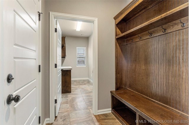 mudroom with baseboards