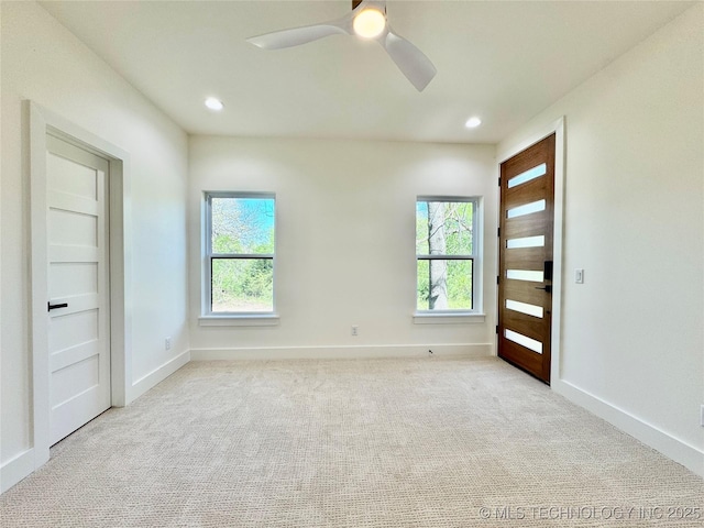 30303 E 59th St S, Broken Arrow, OK 74014 - unfurnished room with carpet, recessed lighting, and ceiling fan
