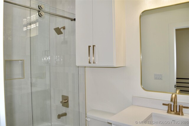 30303 E 59th St S, Broken Arrow, OK 74014 - full bathroom with vanity and bath / shower combo with glass door