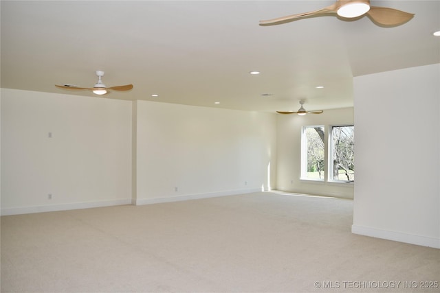 30303 E 59th St S, Broken Arrow, OK 74014 - spare room featuring ceiling fan, light carpet, and recessed lighting