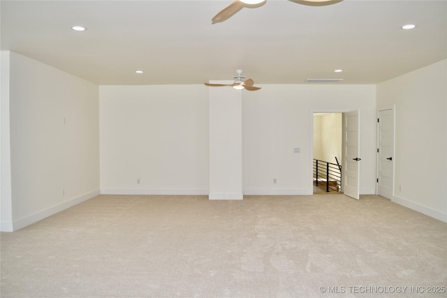 30303 E 59th St S, Broken Arrow, OK 74014 - unfurnished room with ceiling fan, recessed lighting, and light colored carpet