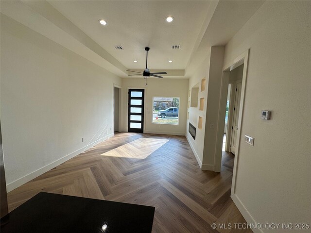 3204 N Hartford Ave, Tulsa, OK 74106 - entryway with a ceiling fan, recessed lighting, baseboards, and visible vents