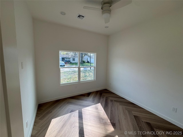 3204 N Hartford Ave, Tulsa, OK 74106 - spare room with baseboards, visible vents, and a ceiling fan
