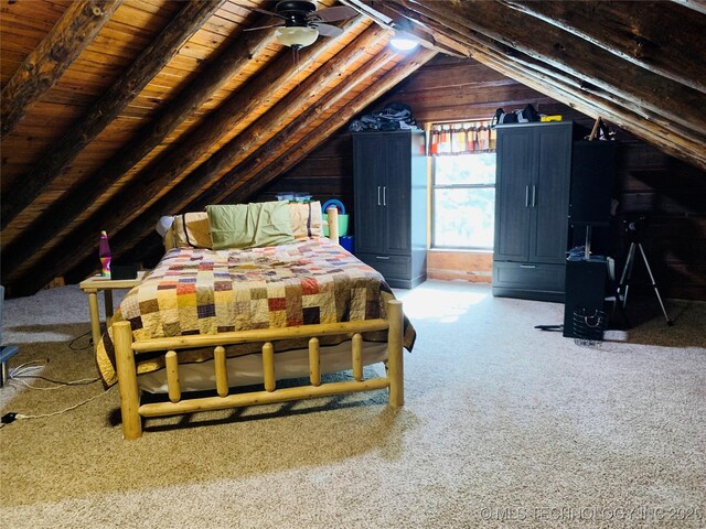 413822 S Sherman, Moyers, OK 74557 - carpeted bedroom with lofted ceiling and wood ceiling