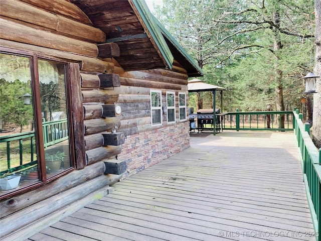 413822 S Sherman, Moyers, OK 74557 - wooden terrace featuring area for grilling