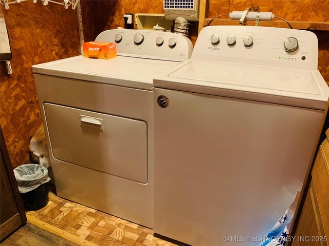 413822 S Sherman, Moyers, OK 74557 - clothes washing area featuring washer and clothes dryer