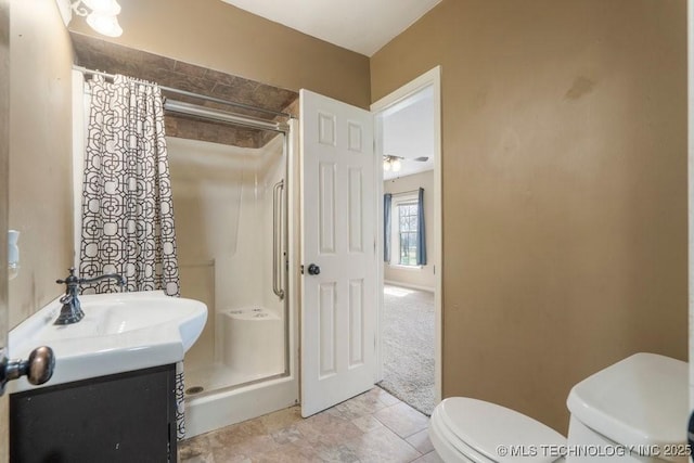 9012 S 49th W Ave, Tulsa, OK 74131 - bathroom with toilet, a stall shower, and vanity