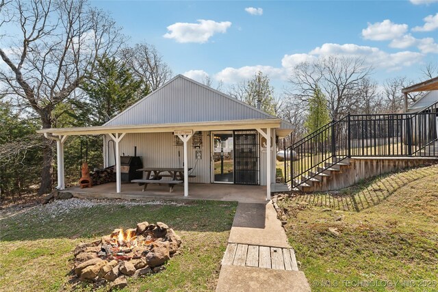 20136 W Chicken Creek Rd, Cookson, OK 74427 - view of outdoor structure with stairway and an outdoor fire pit
