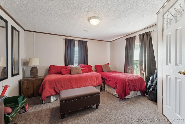 20136 W Chicken Creek Rd, Cookson, OK 74427 - bedroom with ornamental molding, carpet flooring, and a textured ceiling