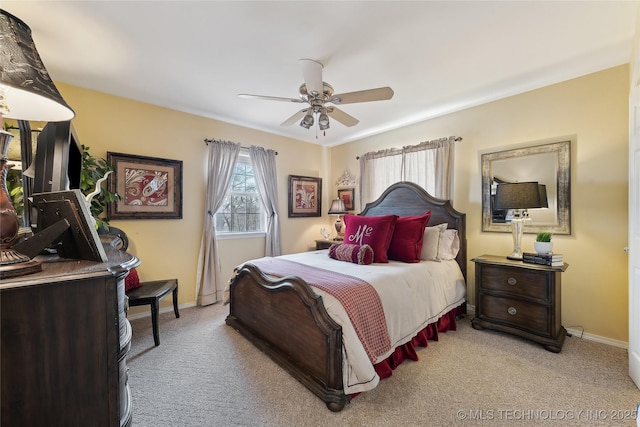 20136 W Chicken Creek Rd, Cookson, OK 74427 - bedroom with light carpet and a ceiling fan