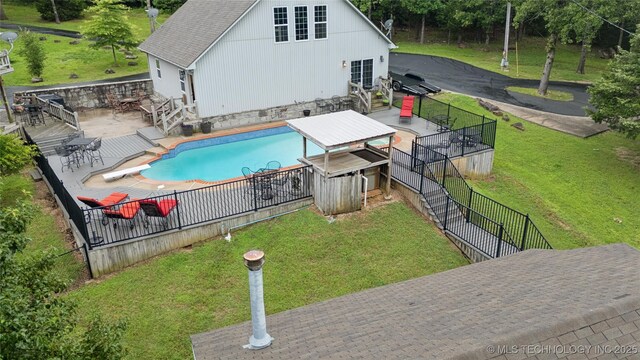 20136 W Chicken Creek Rd, Cookson, OK 74427 - view of pool featuring a patio area, a fenced backyard, and a diving board