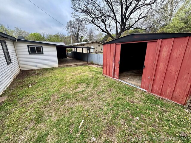 112 S 7th St, Eufaula, OK 74432 - view of yard featuring a wooden deck