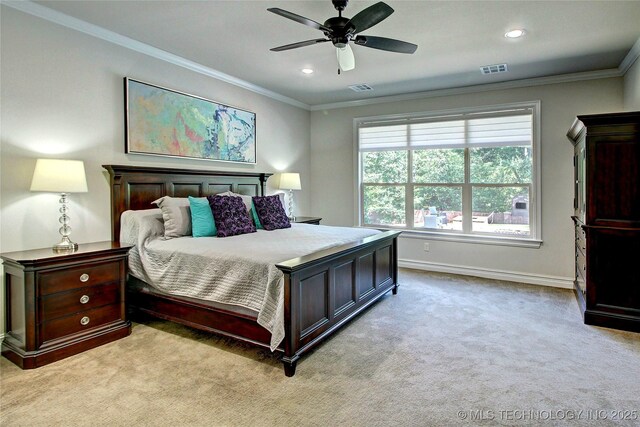 7415 E 109th St S, Tulsa, OK 74133 - bedroom with visible vents, carpet, and ornamental molding