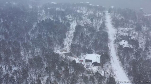 aerial view with a wooded view