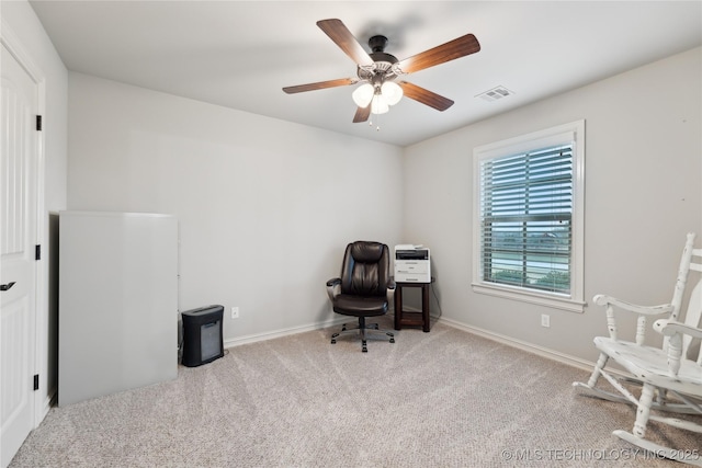 19672 E 69th St N, Owasso, OK 74055 - carpeted office with a ceiling fan and baseboards