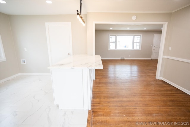 5760 E 29th St, Tulsa, OK 74114 - interior space featuring marble finish floor, baseboards, visible vents, and recessed lighting