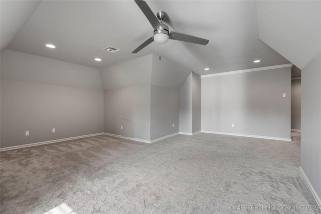 3528 S Wheeling Ave, Tulsa, OK 74105 - bonus room with carpet floors, a ceiling fan, recessed lighting, and vaulted ceiling