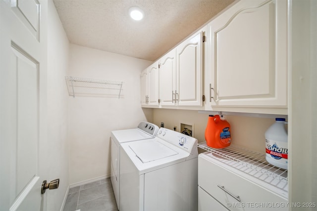 13542 N 155th E Ave, Collinsville, OK 74021 - laundry room with washer and clothes dryer, cabinet space, light tile patterned flooring, a textured ceiling, and recessed lighting