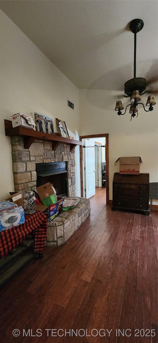 4100 Sally Brown Rd, Muskogee, OK 74403 - living area with a fireplace and hardwood / wood-style floors