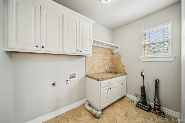 12916 E 181st St S, Bixby, OK 74008 - laundry room with hookup for an electric dryer, cabinet space, wet bar, washer hookup, and baseboards