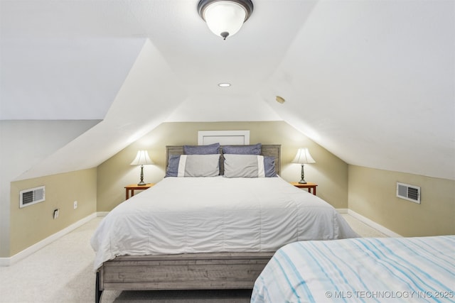 447560 Angler Way, Vinita, OK 74301 - carpeted bedroom featuring baseboards, visible vents, and vaulted ceiling