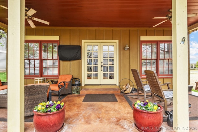 447560 Angler Way, Vinita, OK 74301 - exterior space featuring ceiling fan and french doors