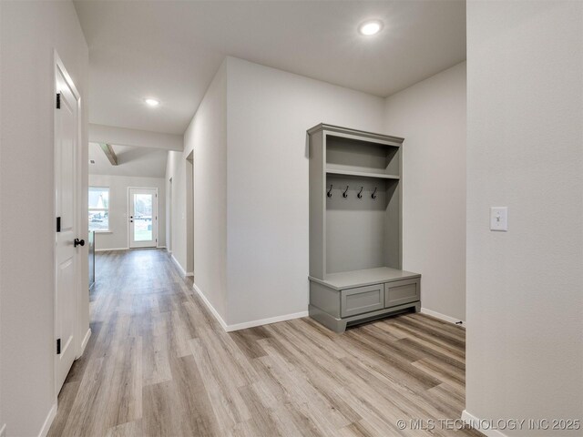 13406 E 124th St, Collinsville, OK 74021 - mudroom with baseboards, light wood-style floors, and recessed lighting