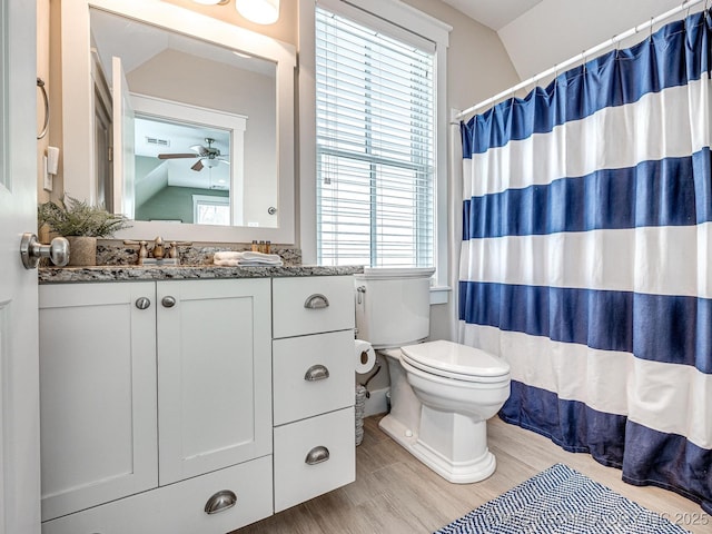 35 Boardwalk St Unit A, Carlton Landing, OK 74432 - full bathroom with vanity, a ceiling fan, healthy amount of natural light, and wood finished floors