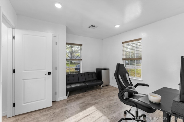 900 S Johnston, Ada, OK 74820 - home office featuring light wood finished floors, recessed lighting, and baseboards