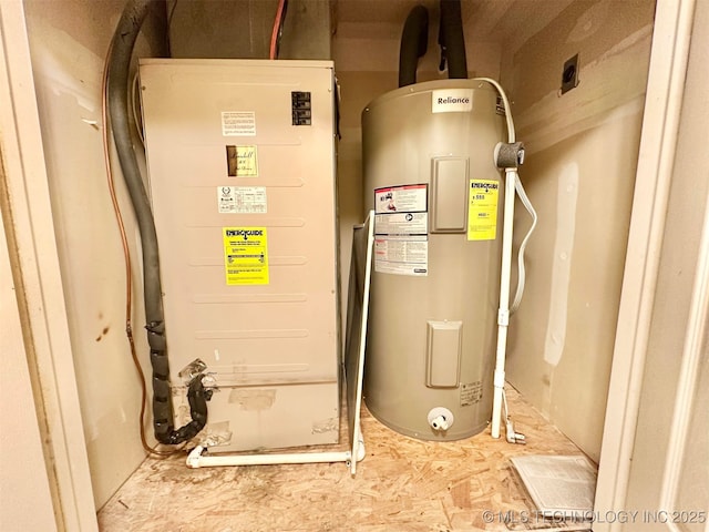 utility room with electric water heater